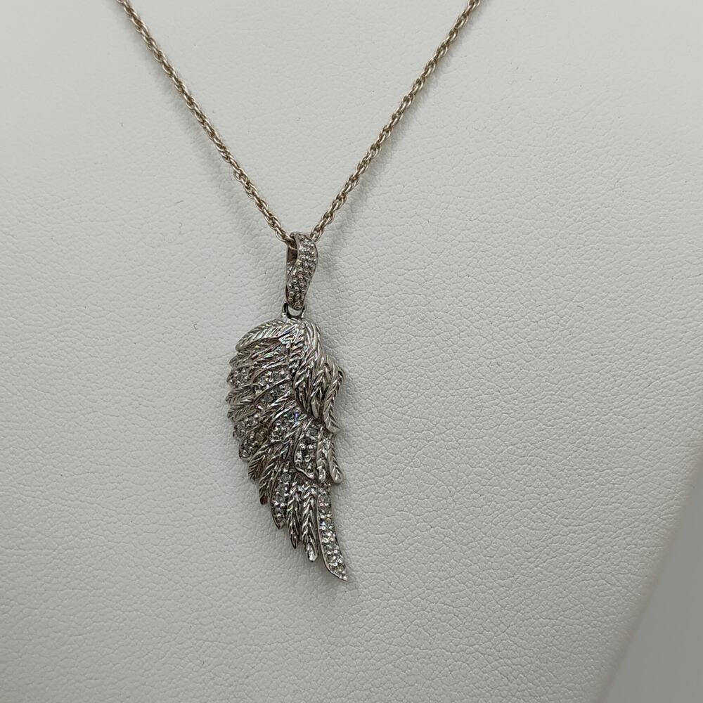 Diamond Angel Wing Pendant on 18-inch Chain